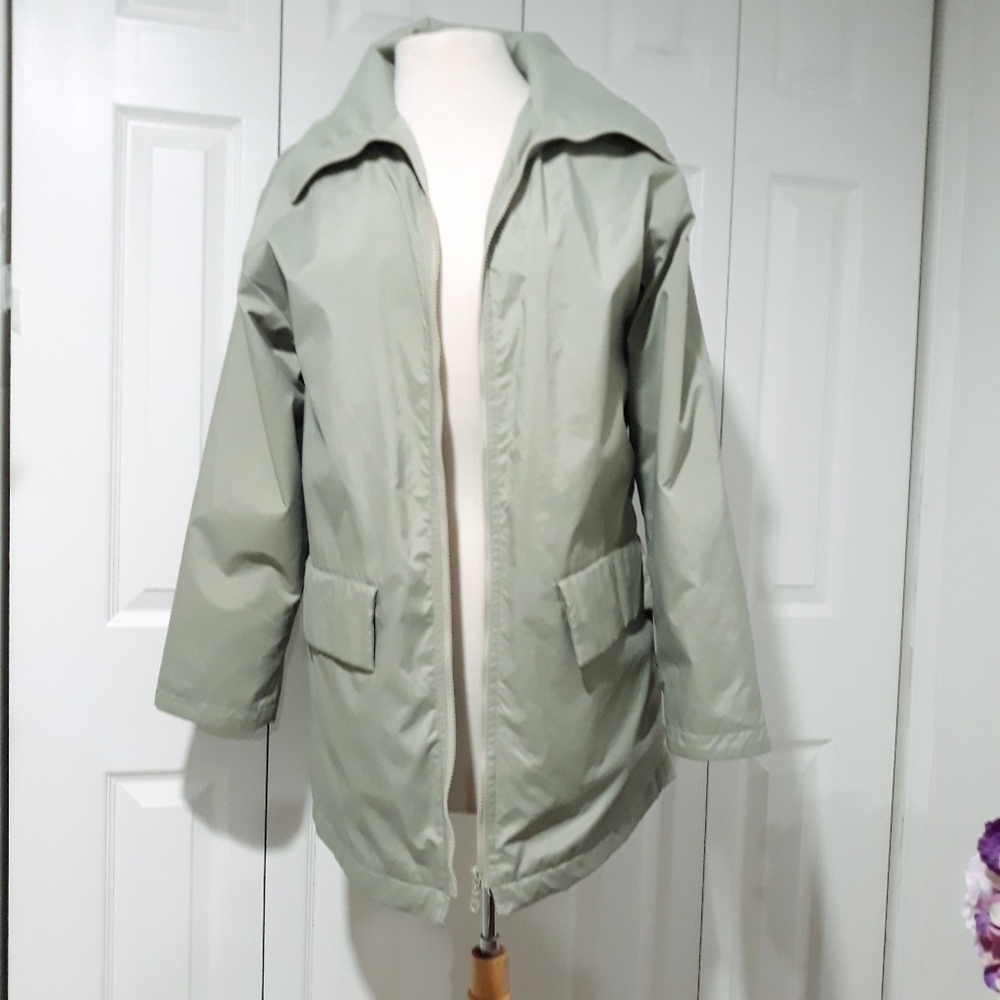 Kristen Blake Light Green Utility Jacket With Fleece Lined Pockets Oversized S - Picture 2 of 10